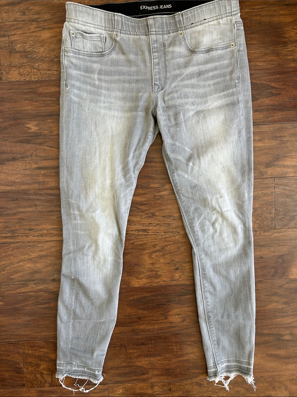 Express Women's Ankle Crop Jeans in Light Gray Wash